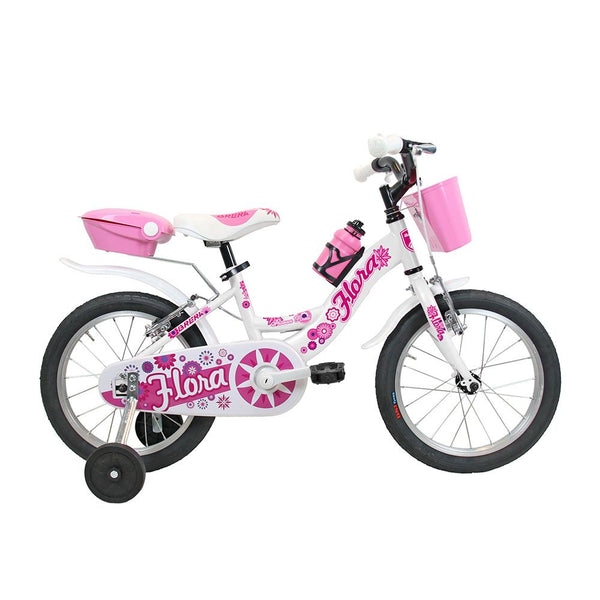 Bicicletta 14 Pollici Bambina FLORA 1V con Rotelle e Cestino