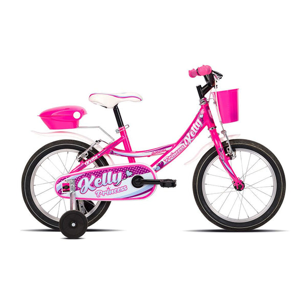 Bici 16" Bambina KELLY PRINCESS con cestino, bauletto e rotelle