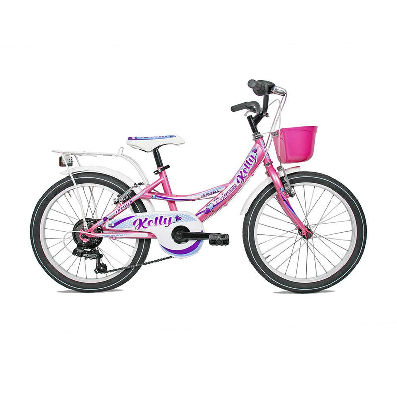 Bici Bambina 20 Pollici KELLY PRINCESS 6V con Portapacchi e Borraccia – Rosa BRERA