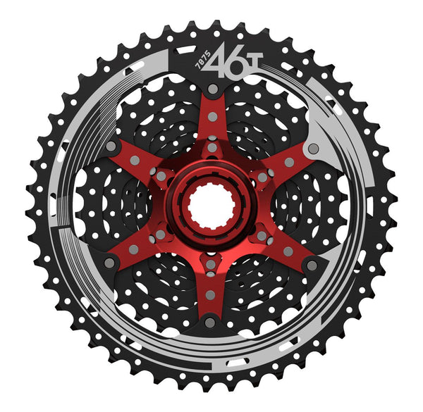 Cassetta MTB 10V x 11/46 Denti Nero/Rosso - Corpetto SHIMANO